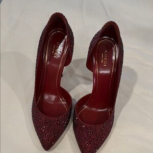 Gucci Women's Burgundy Studded Heels